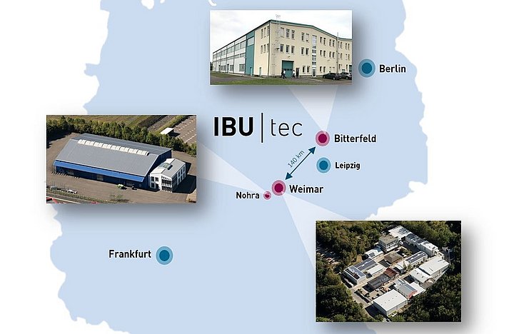 [Translate to Français:] IBU-tec Standorte in Deutschland: Weimar, Bitterfeld und Nohra